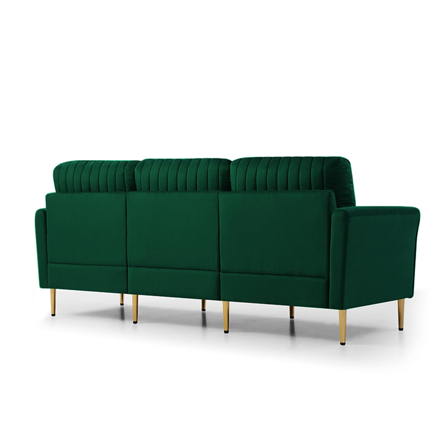 Living Room Furniture Upholstered Couch Sofa with Reversible Cushions for Home or Office 3-Seat Green Velvet