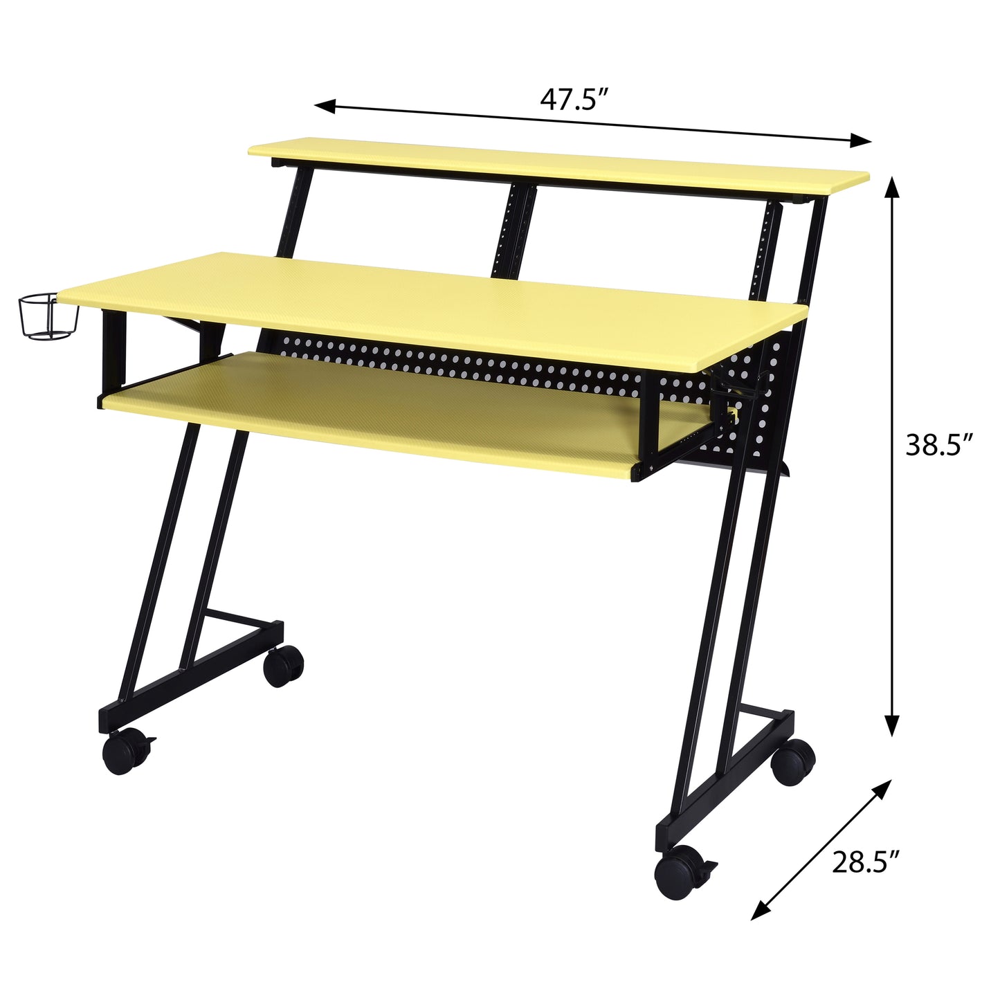 Yellow and Black Music Studio Desk with Keyboard Tray