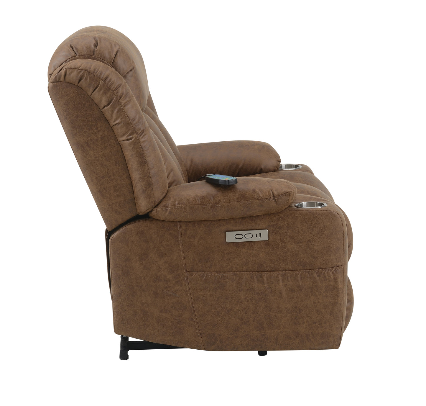 ACME Omarion Power Recliner w/Lift, Heating & Massage, Brown Leather Aire LV02997