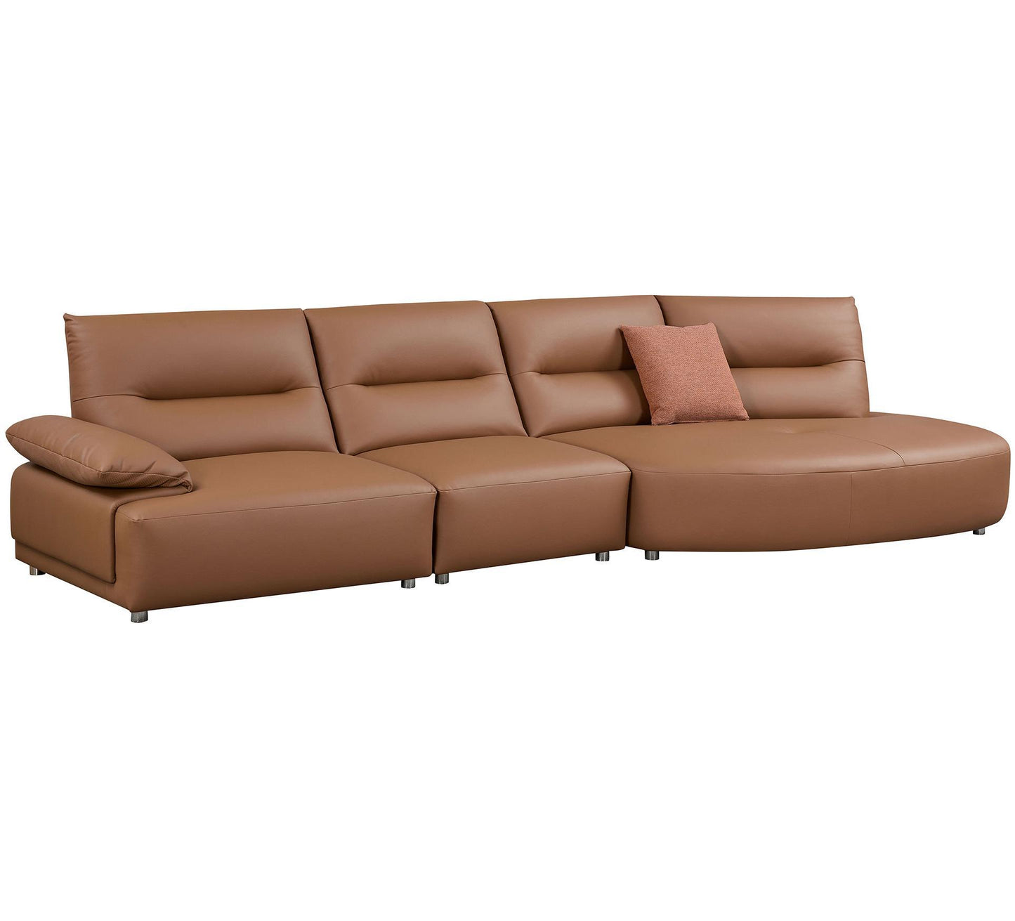 147.24'' Oversied Modern Sectional Curved Shaped Sofa Couch for Living Room,Upholstered 5-Seat Sofa Eco-leather Couch Set,Brown