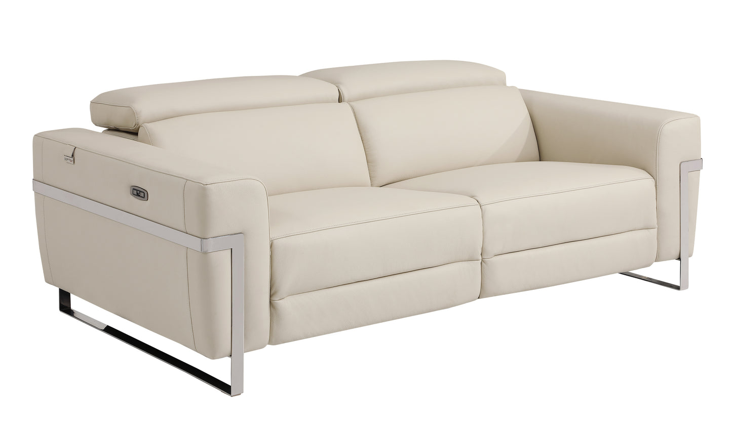 Global United Top Grain Italian Leather Sofa with Power Recliner