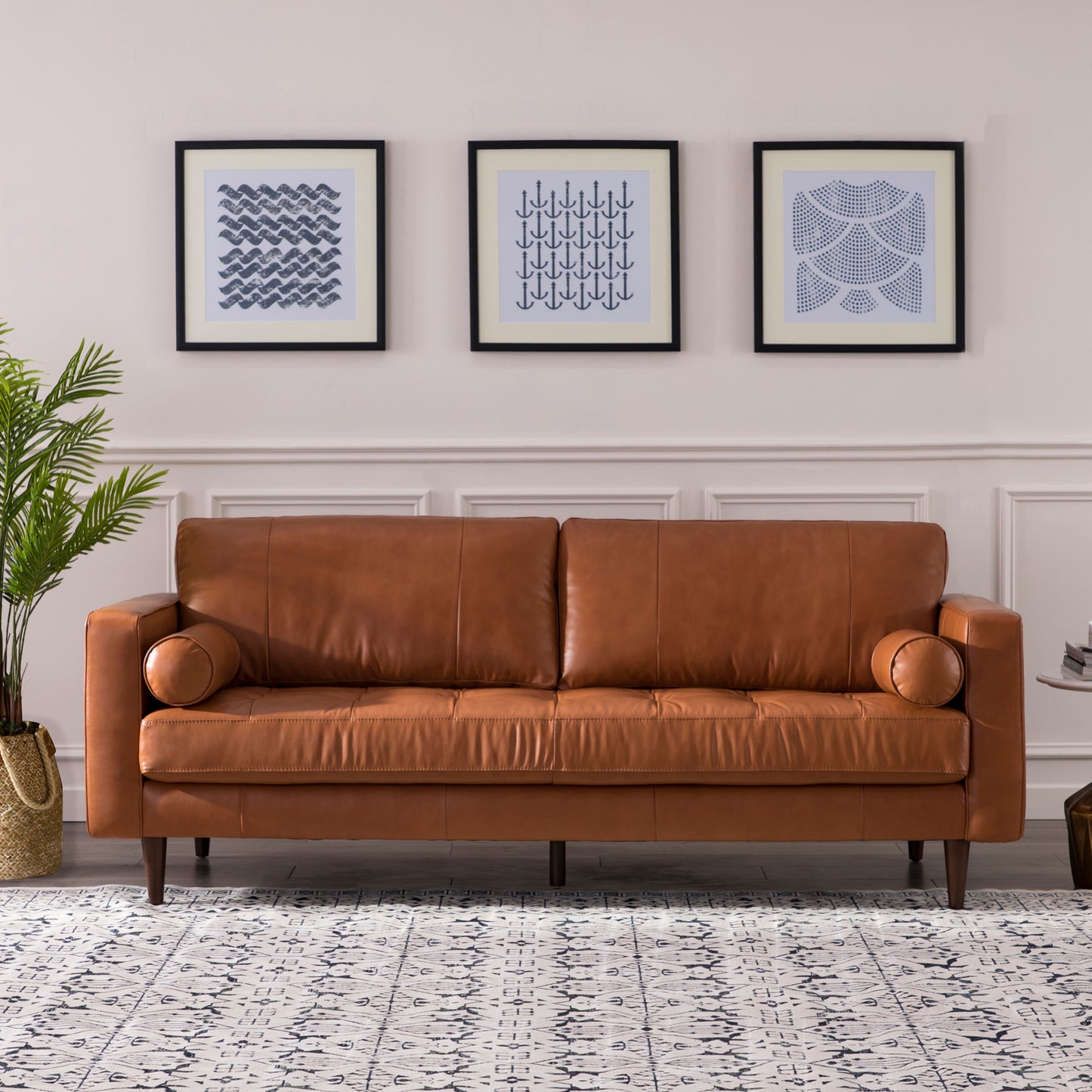 Mid-Century Tufted Leather Sofa