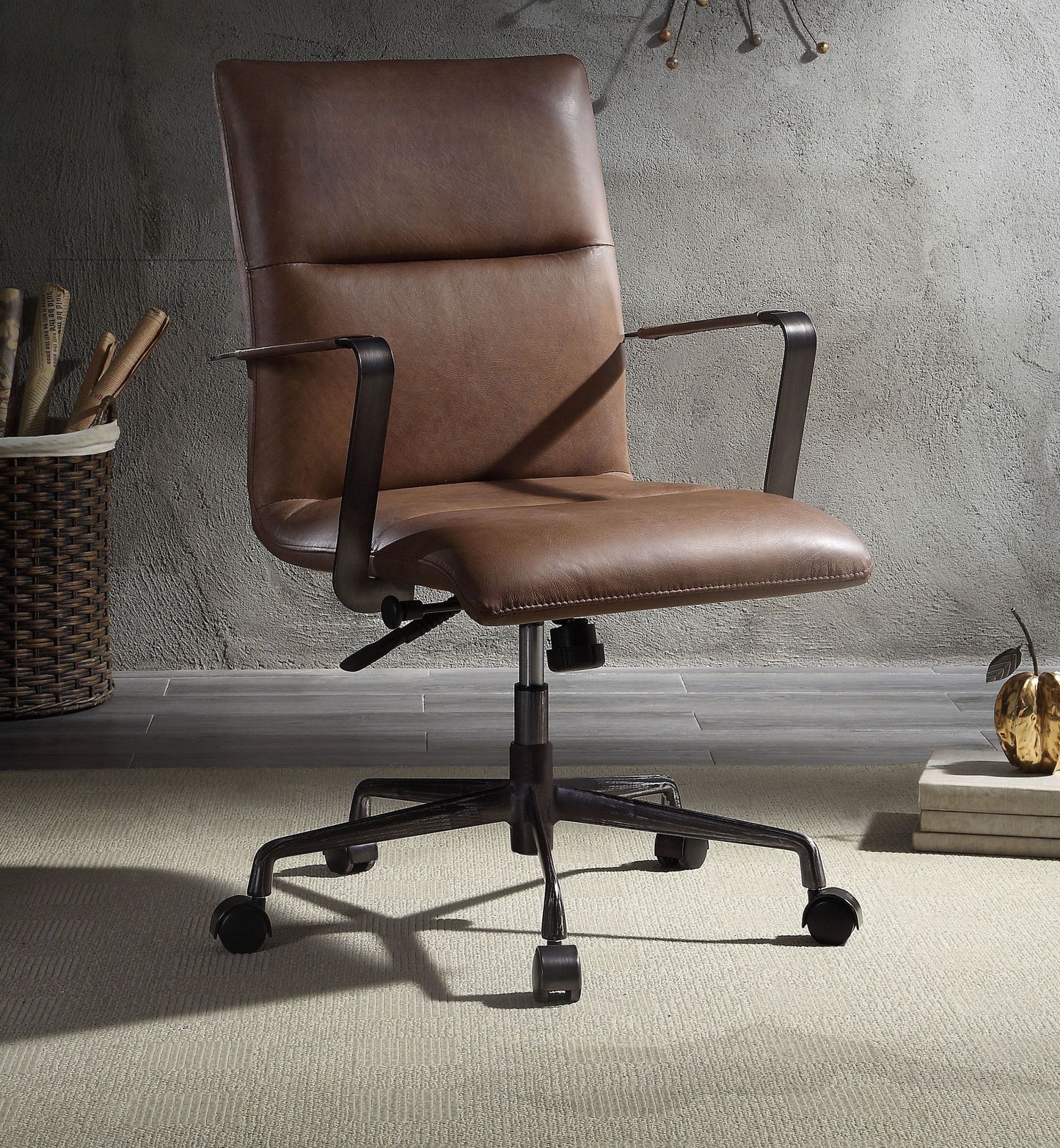 ACME Indra Office Chair, Vintage Chocolate Top Grain Leather 92568