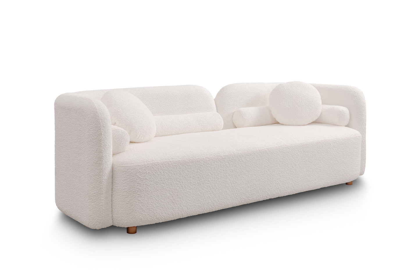 Luxury Modern Sofa Couch for Living Room, White Boucle Upholstered Cloud Couch for Apartment Home Office, 3 Seater