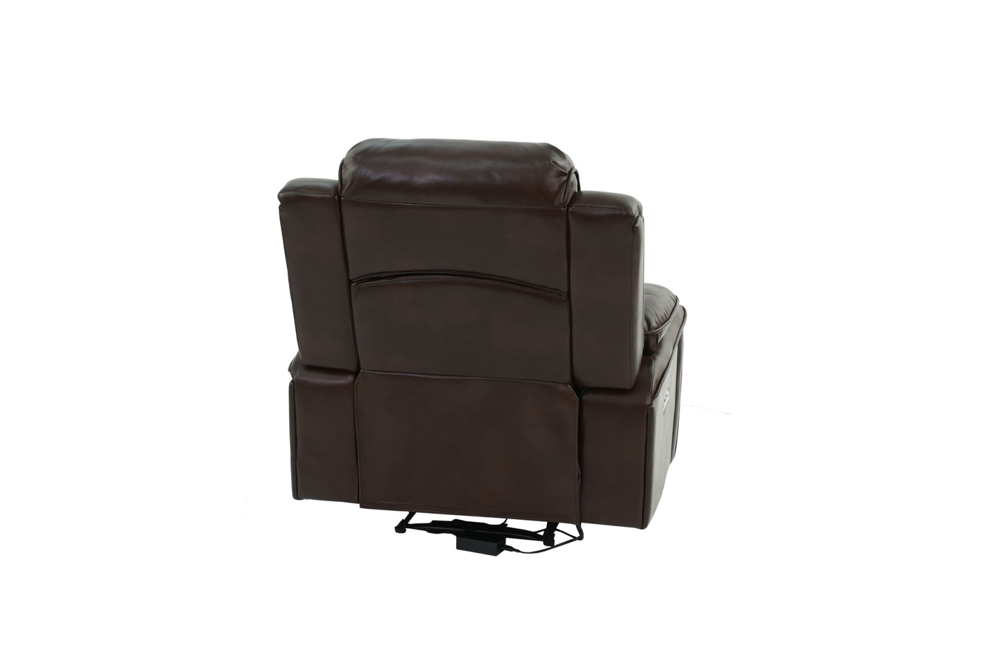 Power Motion Recliner Chair 1pc Chair Contemporary Brown Color Gel Leatherette Storage Arms w Cup Holder Living Room Furniture