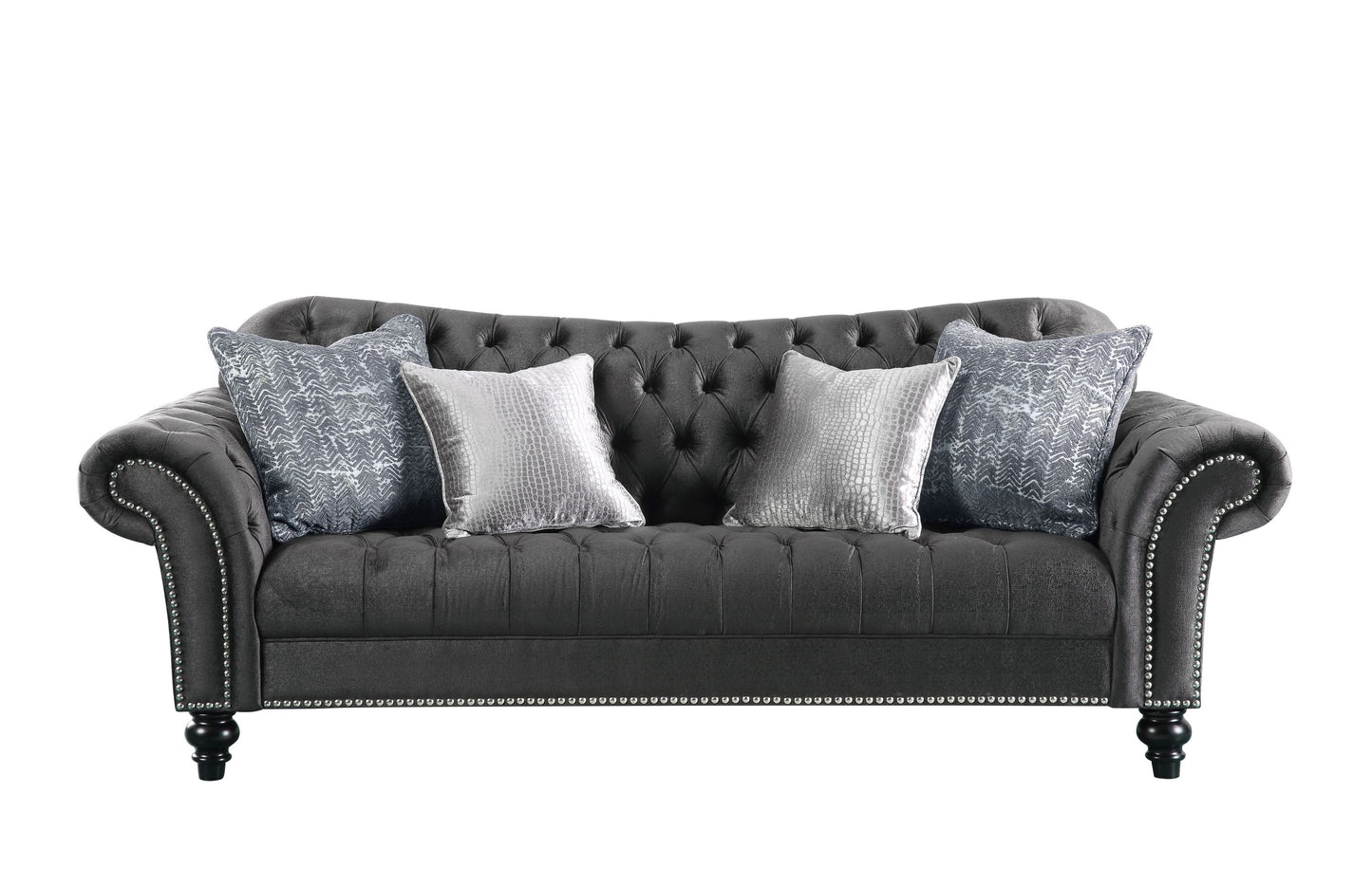 ACME Gaura Sofa w/4 Pillows in Dark Gray Velvet 53090