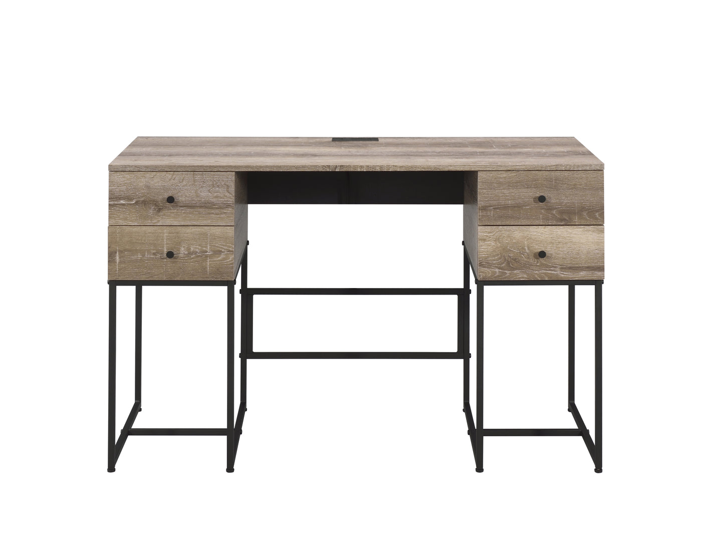 Desirre Rustic Oak & Black Finish Wirting Desk w/ USB Port