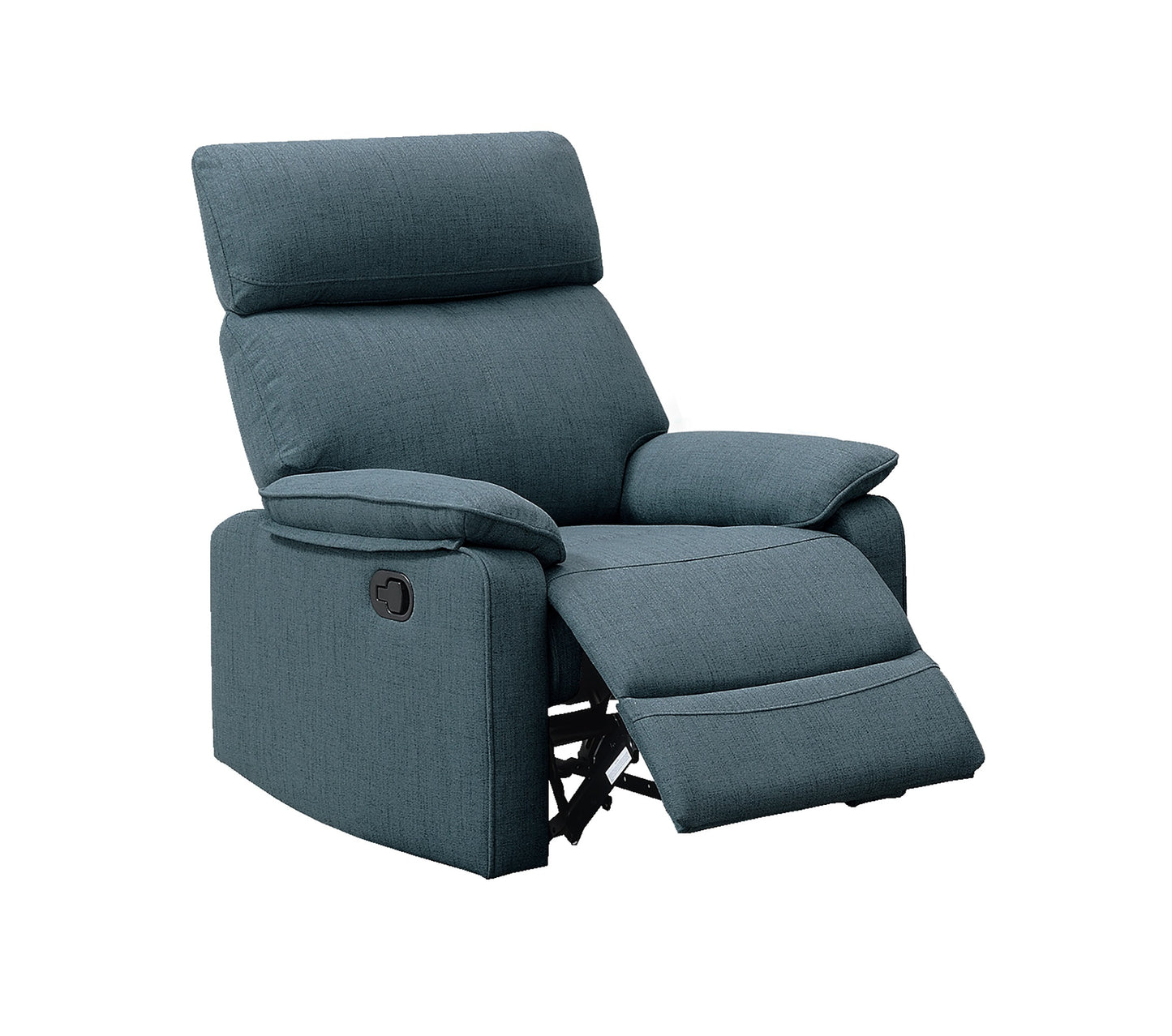 Dark Blue Burlap Fabric Recliner Motion Recliner Chair 1pc Couch Manual Motion Living Room Furniture