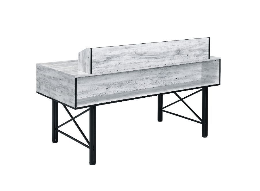 ACME Safea Computer Desk, Antique White & Black Finish 92802