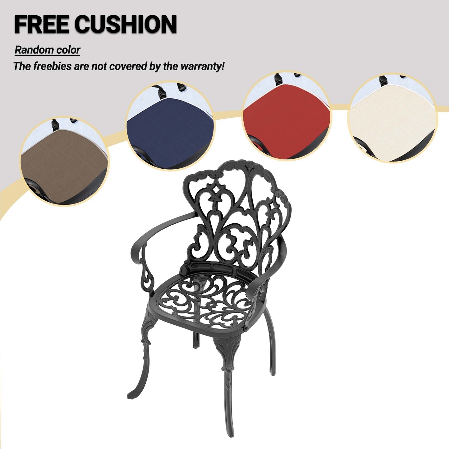 (Cushions In  Random Colors)7-Piece Set Of Cast Aluminum Patio Furniture With  Cushions