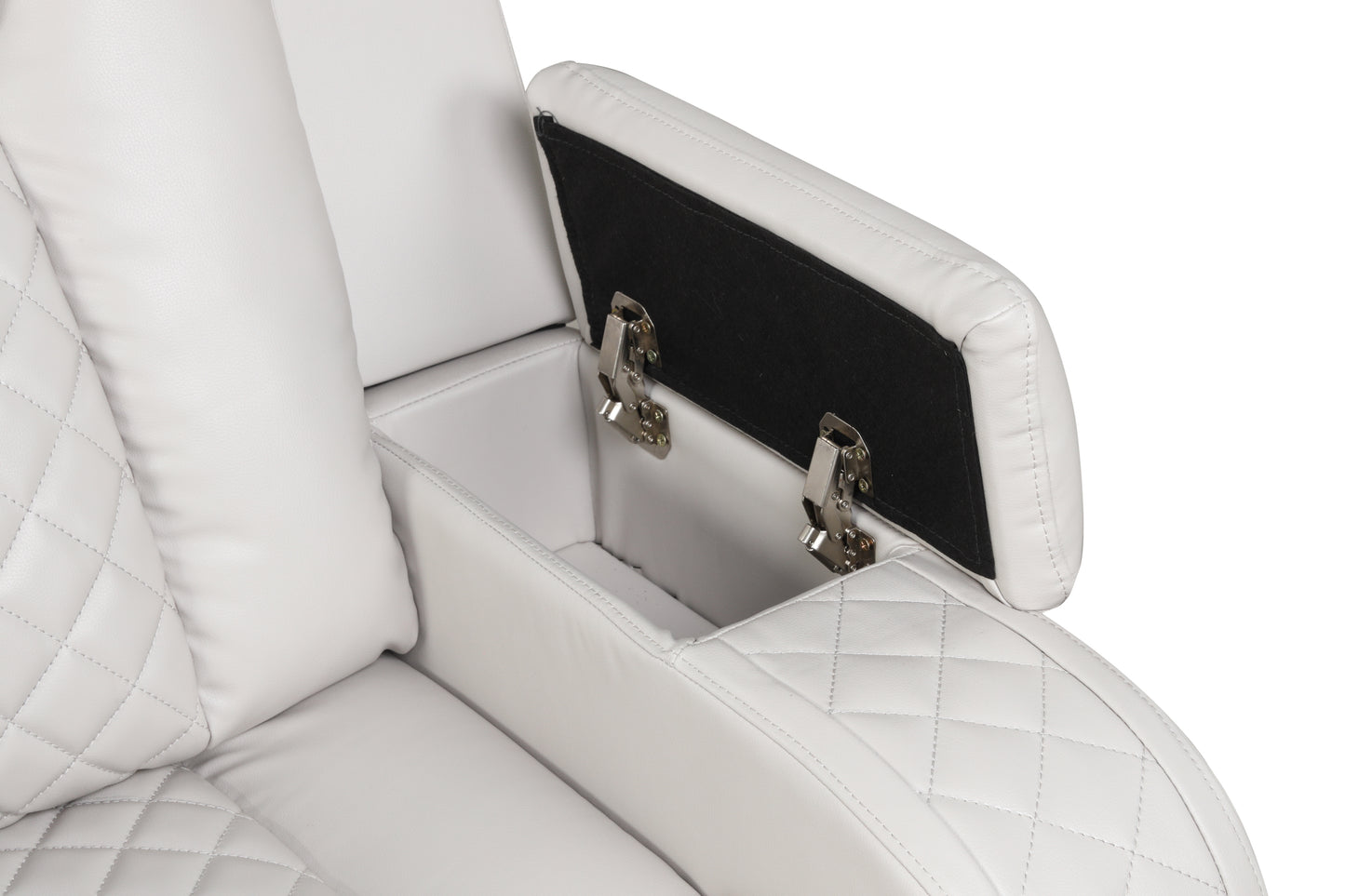 LED & Power Reclining Sofa Made With Faux Leather in Ice