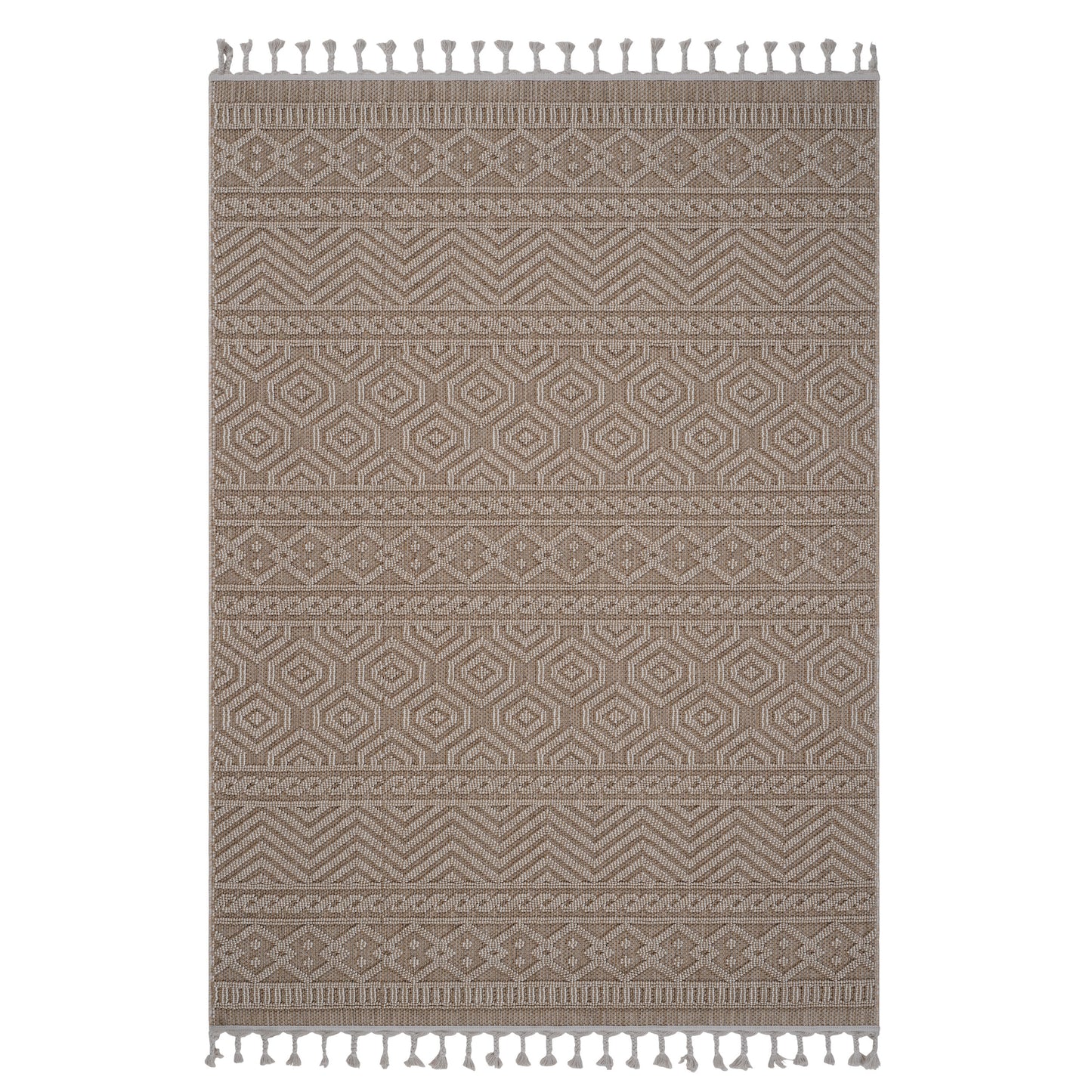 5X7 Mocha /Geometric Indoor/Outdoor Area Rug