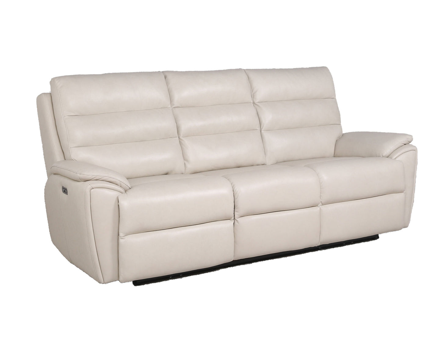 Modern Dual-Power Reclining Sofa - Power Footrest, Articulating Power Headrest - Top-Grain Leather, Horizontal Channeled Back, USB Ports