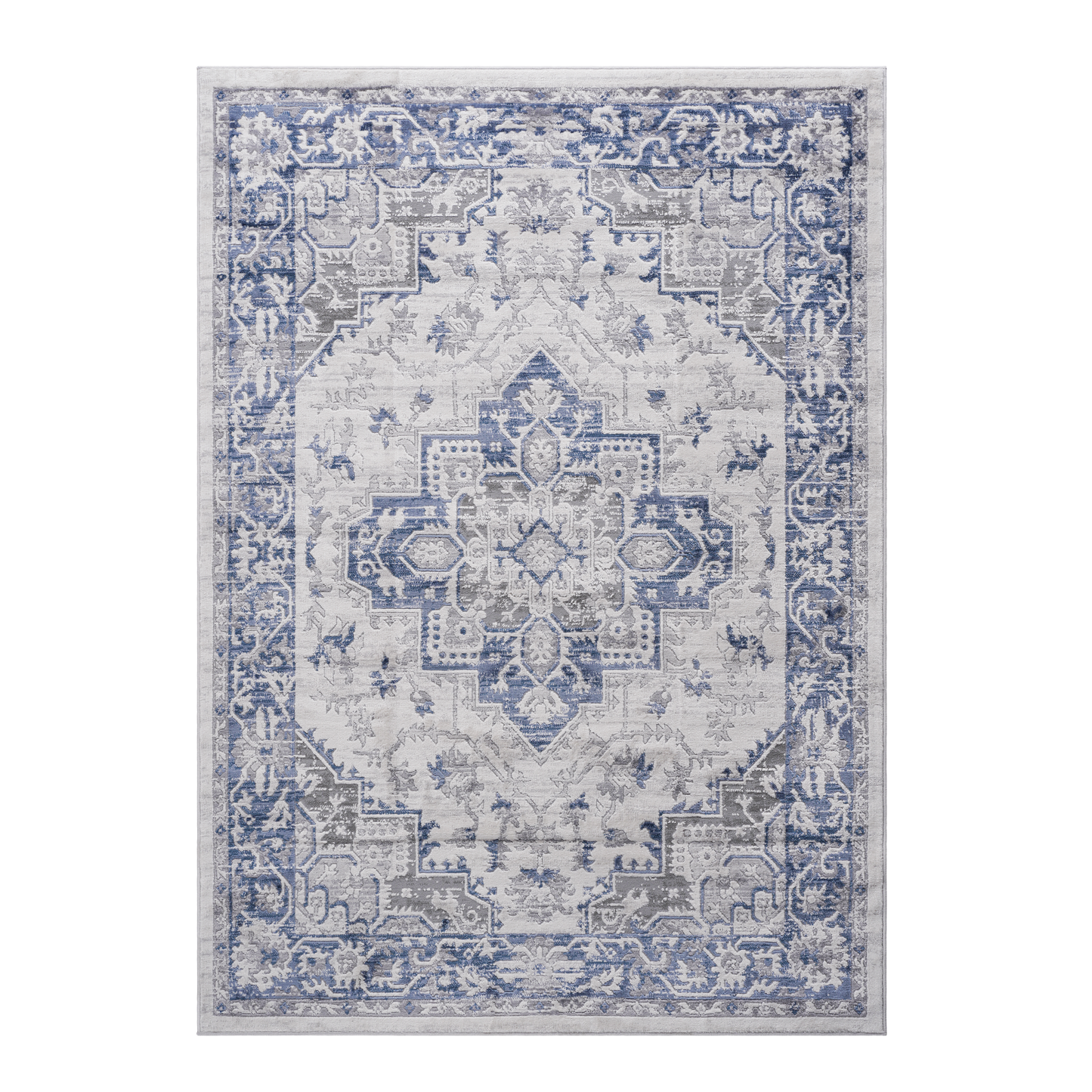 5X7 Blue/Grey/Oriental Non-Shedding Living Room Bedroom Dining Home Office Stylish and Stain Resistant Area Rug