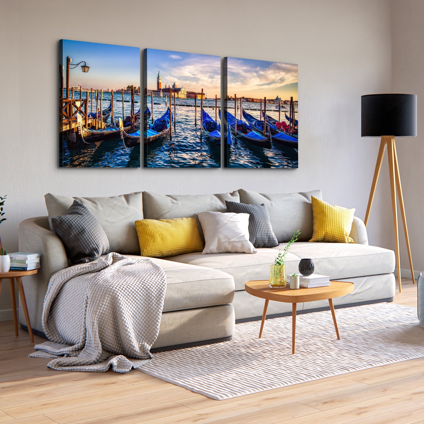 3 Panels Framed Wharf Canvas Wall Art Decor,3 Pieces Mordern Canvas Decoration Painting  for Office,Dining room,Living room, Bedroom Decor-Ready to Hang 2436in Thickness 1.5inch